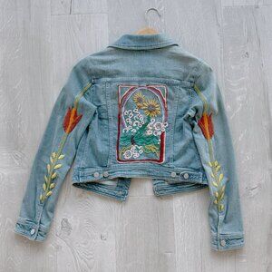 Pilcro Embroidered Sunflower Denim Jacket Small